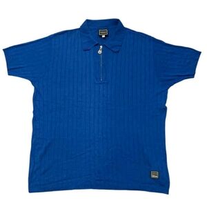 Vintage Versace Jeans Couture Royal Blue Ribbed Polo Shirt Size XL